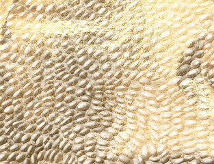 Aufkleber - Golden metallic texture with embossed, shimmering pattern. Luxurious, opulent surface, rich in detail with glittering, radiant shine. Elegant, contemporary design resembling pebbles, foil, and organic