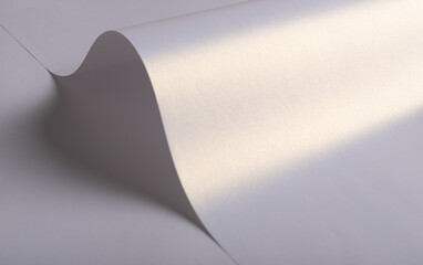 Aufkleber - Paper background with satin pearlescent texture. Glossy folded curves, smooth surface in pale lilac and lavender hue, elegant pastel composition with soft shimmer and gentle glow..