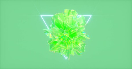 Leinwandbilder - Abstract 3d crystal fractal gem with neon light background. 4k seamless loop animation.