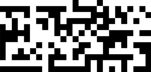 qr code pattern, abstract pixel texture background, random black and white squares. flat vector illu