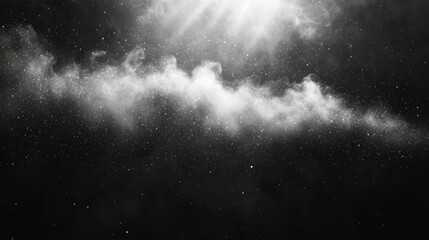 Wall Mural - Ethereal cloudscape with bright light, stars, and dark background