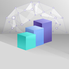Wall Mural - 3d layered cube for data visualisation and business intelligence, statistics, analytics, cloud quant