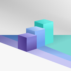 Wall Mural - 3d cubes for data visualisation and business intelligence, statistics, analytics, cloud quantum glob