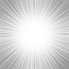 Leinwandbilder - Halftone gradient sun rays pattern. abstract halftone vector dots background. monochrome dots pattern. pop art, comic small dots. star rays halftone poster. shine, explosion. sunrise rays background. 