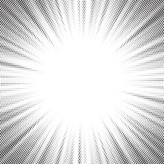 Leinwandbilder - Halftone gradient sun rays pattern. abstract halftone vector dots background. monochrome dots pattern. pop art, comic small dots. star rays halftone poster. shine, explosion. sunrise rays background.