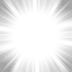 Leinwandbilder - Halftone gradient sun rays pattern. abstract halftone vector dots background. monochrome dots pattern. pop art, comic small dots. star rays halftone poster. shine, explosion. sunrise rays background.