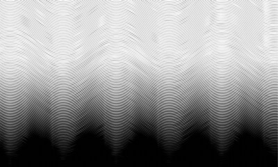 Aufkleber - Black on white background. Black and white dissolve halftone grunge effect. Vector Illustration. Wavy engraving effect lines