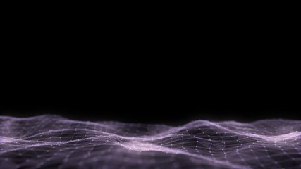 Wall Mural - abstract technology wave of particles and lines. big data visualization. dark background with motion