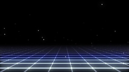 Wall Mural - technology wireframe landscape. perspective grid. digital space. blue mesh on a black background. 3d