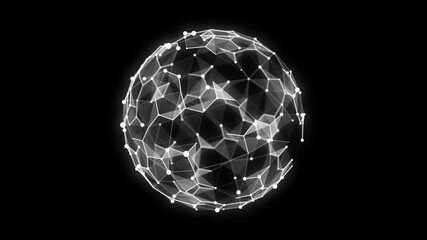 Wall Mural - futuristic black sphere of particles and lines. network connection big data. abstract technology bac