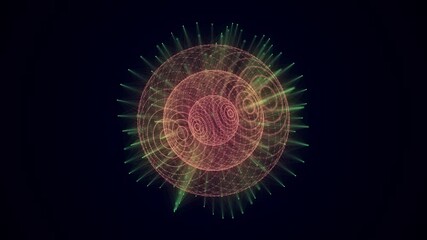 Wall Mural - futuristic colors sphere of particles and lines. network connection big data. abstract technology ba