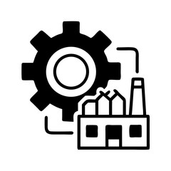 Poster - Factory with Gear Icon – Industrial and Manufacturing Symbol