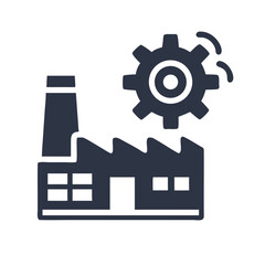Poster - Factory with Gear Icon – Industrial and Manufacturing Symbol