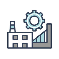 Poster - Factory with Gear Icon – Industrial and Manufacturing Symbol