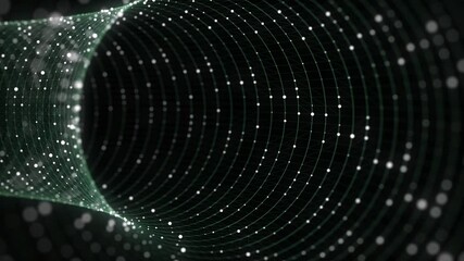 Wall Mural - abstract wireframe tunnel. light science wormhole. 3d portal grid. futuristic fantasy funnel. 3d ren
