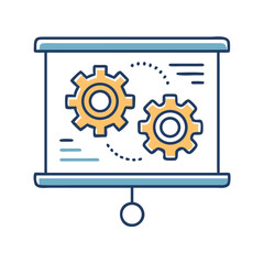 Poster - Presentation Slide with Gears Icon – Process and Mechanism Symbol