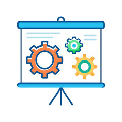 Poster - Presentation Slide with Gears Icon – Process and Mechanism Symbol
