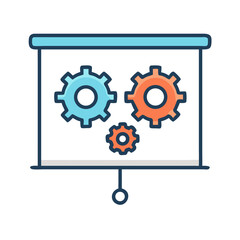 Poster - Presentation Slide with Gears Icon – Process and Mechanism Symbol