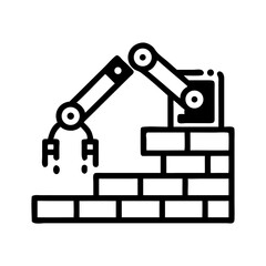 Poster - Robotic Arm Building Wall Icon – Automation and Construction Symbol