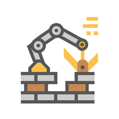 Poster - Robotic Arm Building Wall Icon – Automation and Construction Symbol