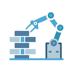 Poster - Robotic Arm Building Wall Icon – Automation and Construction Symbol