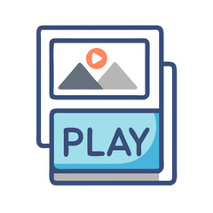 Fototapete - Stacked Slides with Play Button Icon – Multimedia Presentation and Slideshow Symbol