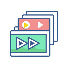 Fototapete - Stacked Slides with Play Button Icon – Multimedia Presentation and Slideshow Symbol