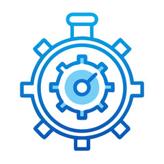 Poster - Stopwatch with Gear Icon – Industrial Efficiency and Time Management Symbol