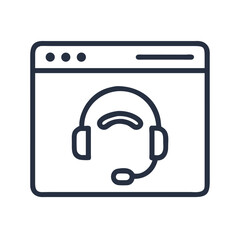 Poster - Webpage with Headset Icon – Customer Support and Assistance Symbol