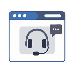 Fototapete - Webpage with Headset Icon – Customer Support and Assistance Symbol