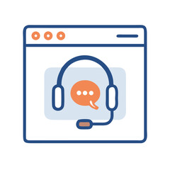 Fototapete - Webpage with Headset Icon – Customer Support and Assistance Symbol