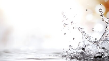 Wall Mural - beautiful water splash creating sparkling droplets against a soft light background