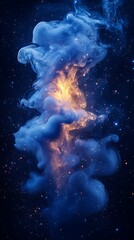 blue nebula cloud swirling through stars high resolution picture