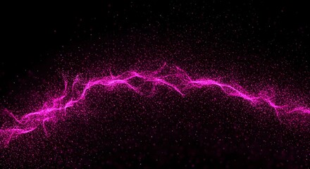 An artistic display of pink particle waves creates an abstract and dynamic scene on black.