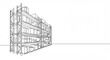 © Firman Dasmir - Minimalist line drawing of a large warehouse with shelves and boxes design