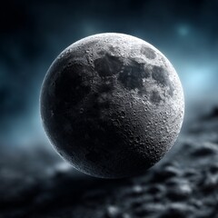 Wall Mural - a black and white photo of the moon in the sky, with a blurry background