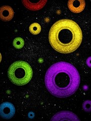 Wall Mural - a black background with colorful circles on it