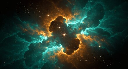 Wall Mural - Exploring Nebula Formation with Stars and Colorful Cosmic Cloud Dust