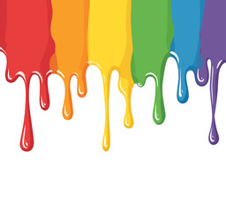 Wall Mural - Rainbow Paint Dripping Downward on White