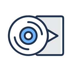 Poster - CD or DVD with Play Icon Representing Disc Media Playback and Optical Drive Access