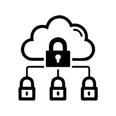 Poster - Cloud Network with Multiple Locks Icon Representing Multi-Layered Cloud Security and Protected Data