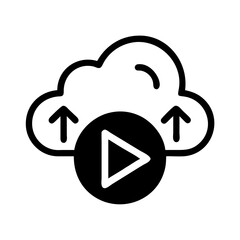 Poster - Cloud Upload with Play Icon Representing Media Streaming and Cloud-Based Content Delivery