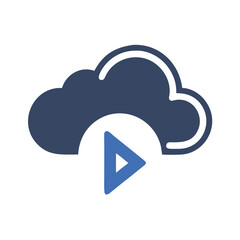 Poster - Cloud Upload with Play Icon Representing Media Streaming and Cloud-Based Content Delivery
