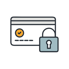 Poster - Credit Card with Lock Icon Representing Secure Payment and Financial Data Protection