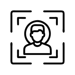 Fototapete - Face Recognition in Frame Icon Representing Biometric Identification and Secure Access