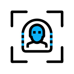 Fototapete - Face Recognition in Frame Icon Representing Biometric Identification and Secure Access