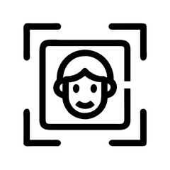 Fototapete - Face Recognition in Frame Icon Representing Biometric Identification and Secure Access
