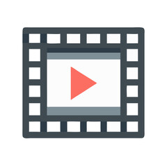 Aufkleber - Film Strip with Play Icon Representing Video Playback and Cinematic Media Content