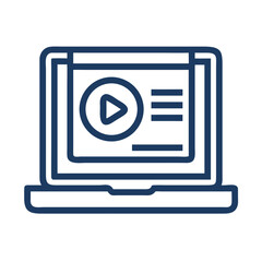 Poster - Laptop with Play Button Icon Representing Digital Media Playback and Online Streaming