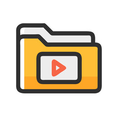 Leinwandbilder - Media Folder Icon Representing Digital File Storage and Multimedia Organization